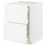 METOD / MAXIMERA Base cab f hob/2 fronts/3 drawers, white Enköping/white wood effect, 60x60 cm