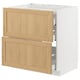 METOD / MAXIMERA Base cab f hob/2 fronts/3 drawers, white/Forsbacka oak, 80x60 cm