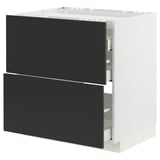 METOD / MAXIMERA Base cab f hob/2 fronts/3 drawers, white/Nickebo matt anthracite, 80x60 cm