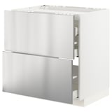 METOD / MAXIMERA Base cab f hob/2 fronts/3 drawers, white/Vårsta stainless steel, 80x60 cm