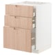 METOD / MAXIMERA Base cab f hob/3 fronts/3 drawers, white/Fröjered light bamboo, 60x60 cm
