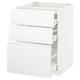 METOD / MAXIMERA Base cab f hob/3 fronts/3 drawers, white/Voxtorp matt white, 60x60 cm