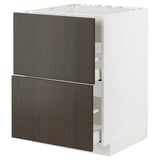 METOD / MAXIMERA Base cab f hob/int extractor w drw, white/Sinarp brown, 60x60 cm
