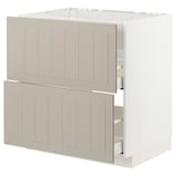 METOD / MAXIMERA Base cab f hob/int extractor w drw, white/Stensund beige, 80x60 cm