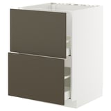 METOD / MAXIMERA Base cab f sink+2 fronts/2 drawers, white/Havstorp brown-beige, 60x60 cm