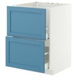 METOD / MAXIMERA Base cab f sink+2 fronts/2 drawers, white/Lerhyttan blue, 60x60 cm