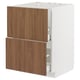 METOD / MAXIMERA Base cab f sink+2 fronts/2 drawers, white/Tistorp brown walnut effect, 60x60 cm