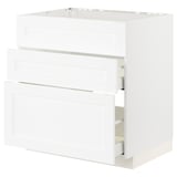 METOD / MAXIMERA Base cab f sink+3 fronts/2 drawers, white Enköping/white wood effect, 80x60 cm