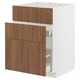 METOD / MAXIMERA Base cab f sink+3 fronts/2 drawers, white/Tistorp brown walnut effect, 60x60 cm