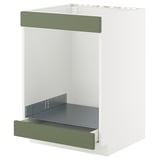 METOD / MAXIMERA Base cab for hob+oven w drawer, white/Axstad grey-green, 60x60 cm