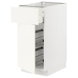METOD / MAXIMERA Base cab w wire basket/drawer/door, white/Vallstena white, 40x60 cm