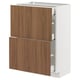 METOD / MAXIMERA Base cab with 2 fronts/3 drawers, white/Tistorp brown walnut effect, 60x37 cm