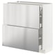 METOD / MAXIMERA Base cab with 2 fronts/3 drawers, white/Vårsta stainless steel, 80x37 cm