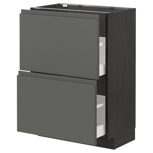 METOD kitchen unit, dark grey with two drawers, modern & sturdy, 18mm thick.