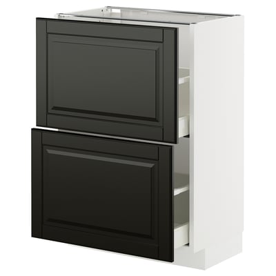 METOD / MAXIMERA Base cabinet with 2 drawers, white/Bodbyn black, 60x37 cm