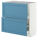 METOD / MAXIMERA Base cabinet with 2 drawers, white/Lerhyttan blue, 80x37 cm
