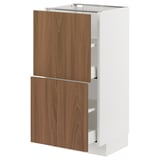 METOD / MAXIMERA Base cabinet with 2 drawers, white/Tistorp brown walnut effect, 40x37 cm