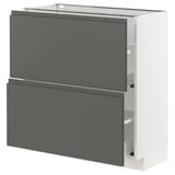 METOD / MAXIMERA Base cabinet with 2 drawers, white/Voxtorp dark grey, 80x37 cm