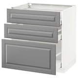 METOD / MAXIMERA Base cabinet with 3 drawers, white/Bodbyn grey, 80x60 cm