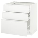 METOD / MAXIMERA Base cabinet with 3 drawers, white/Voxtorp matt white, 80x60 cm