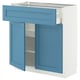 METOD / MAXIMERA Base cabinet with drawer/2 doors, white/Lerhyttan blue, 80x37 cm
