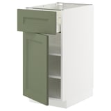 METOD / MAXIMERA Base cabinet with drawer/door, white/Axstad grey-green, 40x60 cm