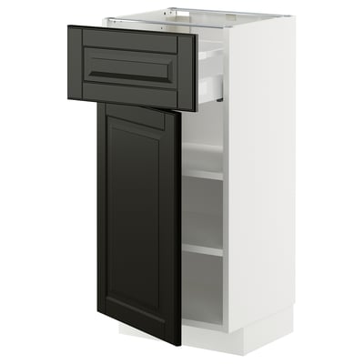 METOD / MAXIMERA Base cabinet with drawer/door, white/Bodbyn black, 40x37 cm