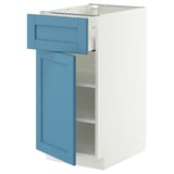 METOD / MAXIMERA Base cabinet with drawer/door, white/Lerhyttan blue, 40x60 cm