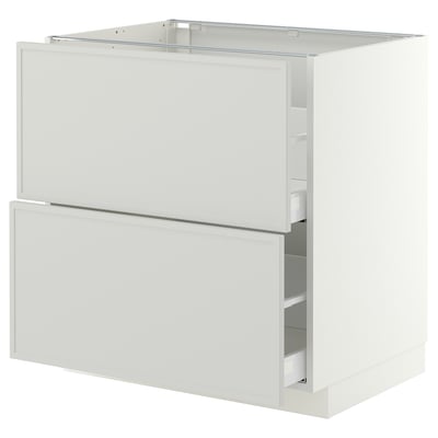 METOD / MAXIMERA Base cb 2 fronts/2 high drawers, white/Aspudden light grey, 80x60 cm