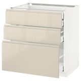 METOD / MAXIMERA Base cb 3 frnts/2 low/1 md/1 hi drw, white/Voxtorp high-gloss light beige, 80x60 cm