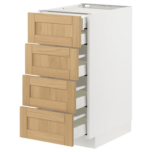 White & oak drawers in modern kitchen cabinet, METOD.