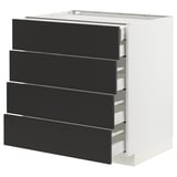 METOD / MAXIMERA Base cb 4 frnts/2 low/3 md drwrs, white/Nickebo matt anthracite, 80x60 cm