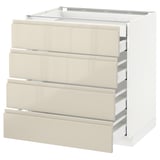 METOD / MAXIMERA Base cb 4 frnts/2 low/3 md drwrs, white/Voxtorp high-gloss light beige, 80x60 cm