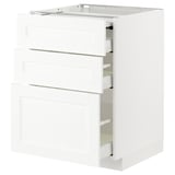 METOD / MAXIMERA Bc w pull-out work surface/3drw, white Enköping/white wood effect, 60x60 cm