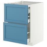 METOD / MAXIMERA Bc w pull-out work surface/3drw, white/Lerhyttan blue, 60x60 cm