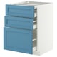 METOD / MAXIMERA Bc w pull-out work surface/3drw, white/Lerhyttan blue, 60x60 cm