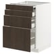 METOD / MAXIMERA Bc w pull-out work surface/3drw, white/Sinarp brown, 60x60 cm