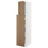 METOD / MAXIMERA Hc w p-o func 1dr/4drw, white/Tistorp brown walnut effect, 40x60x200 cm