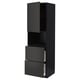 METOD / MAXIMERA Hi cab f micro w door/2 drawers, black/Nickebo matt anthracite, 60x60x200 cm