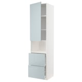 METOD / MAXIMERA Hi cab f micro w door/2 drawers, white/Kallarp light grey-blue, 60x60x240 cm