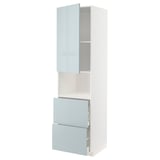 METOD / MAXIMERA Hi cab f micro w door/2 drawers, white/Kallarp light grey-blue, 60x60x220 cm