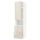 METOD / MAXIMERA Hi cab f micro w door/2 drawers, white/Voxtorp high-gloss light beige, 60x60x240 cm