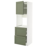 METOD / MAXIMERA Hi cab f ov w dr/2 frnts/2 hi drwrs, white/Axstad grey-green, 60x60x200 cm
