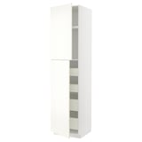 METOD / MAXIMERA Hi cab w 2 doors/4 drawers, white/Vallstena white, 60x60x240 cm