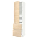 METOD / MAXIMERA Hi cab w shlvs/4 drawers/dr/2 frnts, white/Askersund light ash effect, 60x60x220 cm