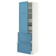 METOD / MAXIMERA Hi cab w shlvs/4 drawers/dr/2 frnts, white/Lerhyttan blue, 60x60x200 cm