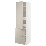 METOD / MAXIMERA Hi cab w shlvs/4 drawers/dr/2 frnts, white/Stensund beige, 60x60x220 cm