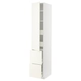 METOD / MAXIMERA Hi cab w shlvs/4 drawers/dr/2 frnts, white/Vallstena white, 40x60x220 cm