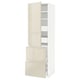 METOD / MAXIMERA Hi cab w shlvs/4 drawers/dr/2 frnts, white/Voxtorp high-gloss light beige, 60x60x200 cm