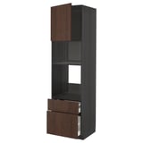 METOD / MAXIMERA High cab f oven/micro w dr/2 drwrs, black/Sinarp brown, 60x60x220 cm